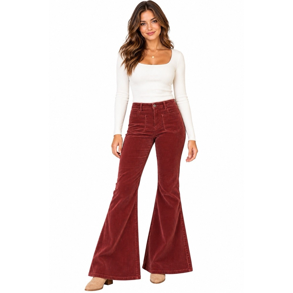 American Eagle Outfitters Size 16 Super Stretch Flare Corduroy Pants Brown Women